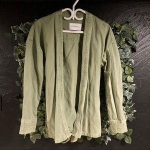 Zara Green Denim Wrap Top